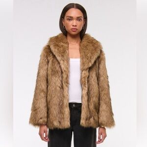 Abercrombie & Fitch Shawl Collar Faux Fur Coat - small